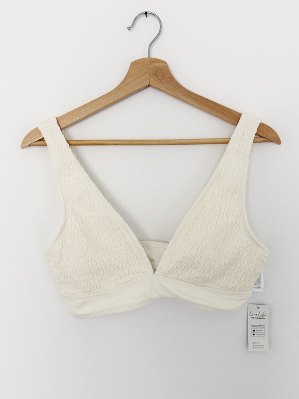 CUPSHE Cream Smocked Bikini Top
